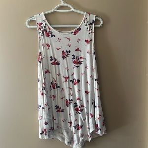 White and floral sleeveless top